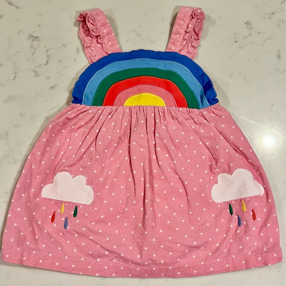 Baby Boden Rainbow Pinafore Jumper Dress